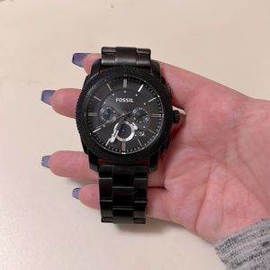 Men’s Fossil Machine Chronograph Black Stainless Steel Watch